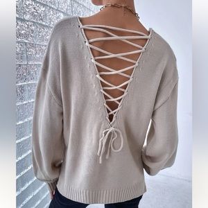 Lace up sweater
